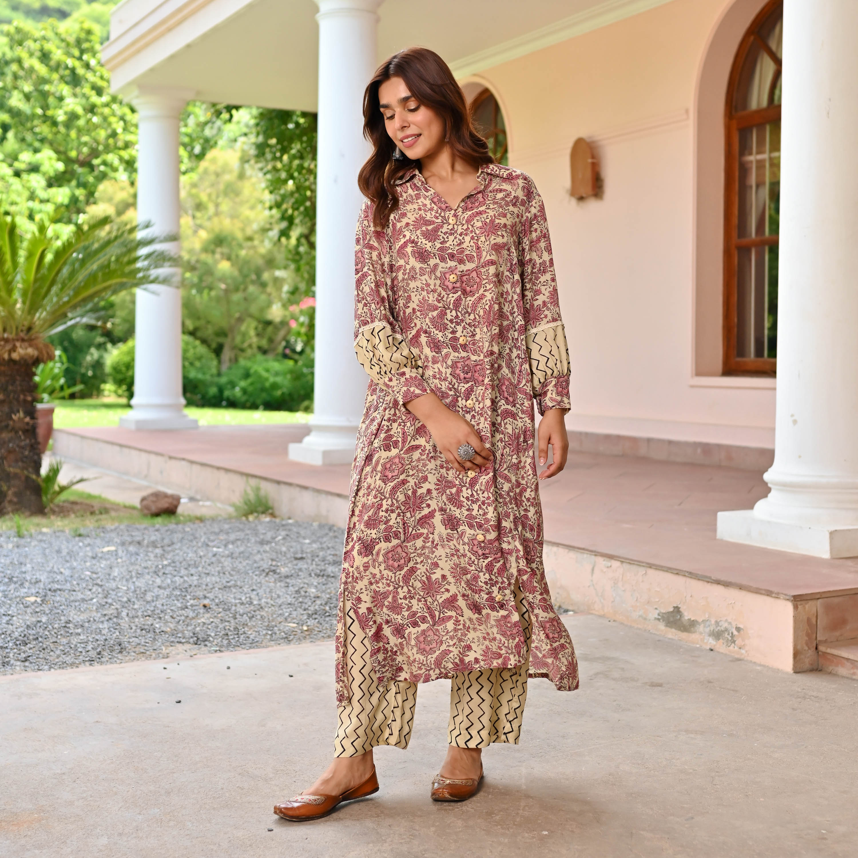 Saira Printed Designer Cotton Matching Suit Set For Women Online